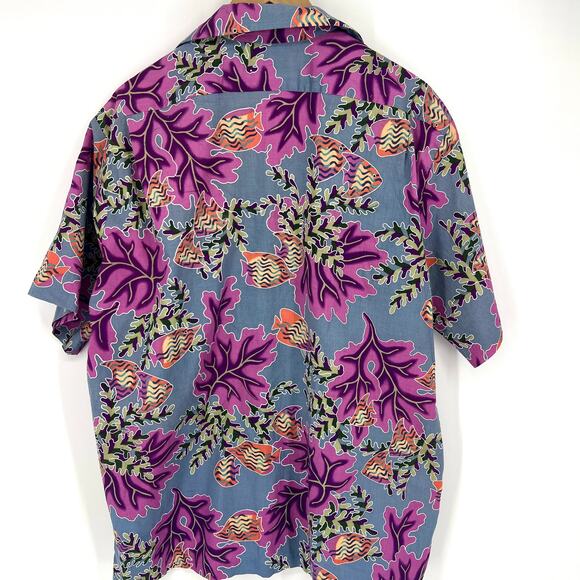 Hilo Hattie Vintage 70s Tropical Underwater Plants Fish Button Up Shirt Size 2XL - Picture 3 of 8